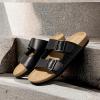 DREAM PAIRS Womens Slide Sandals Cork Footbed Open Toe Adjustable Flat Sandals Comfort Slip On Slippers for Summer(Black)