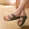 DREAM PAIRS Womens Slide Sandals Cork Footbed Open Toe Adjustable Flat Sandals Comfort Slip On Slippers for Summer(Brown)