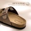 DREAM PAIRS Womens Slide Sandals Cork Footbed Open Toe Adjustable Flat Sandals Comfort Slip On Slippers for Summer(Brown)