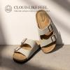 DREAM PAIRS Womens Slide Sandals Cork Footbed Open Toe Adjustable Flat Sandals Comfort Slip On Slippers for Summer(Natural)