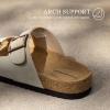 DREAM PAIRS Womens Slide Sandals Cork Footbed Open Toe Adjustable Flat Sandals Comfort Slip On Slippers for Summer(Natural)