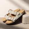 DREAM PAIRS Womens Slide Sandals Cork Footbed Open Toe Adjustable Flat Sandals Comfort Slip On Slippers for Summer(Natural)