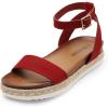 DREAM PAIRS Women’s Open Toe Platform Espadrille Wedge Sandals Comfortable One Band Dressy Casual Sandals for Women(Red/Suede)