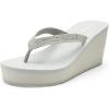 DREAM PAIRS Women’s Platform Flip Flop Rhinestones Arch Support Comfortable Soft Cushion Wedge Flip Flops Summer Thong Sandals(Grey)