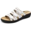 DREAM PAIRS Women’s Slide Sandals Comfortable Arch Support Casual Walking Sandals Adjustable Straps Slip On Low Wedge Flat Sandals(White)