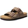 DREAM PAIRS Womens Slide Sandals Cork Footbed Open Toe Adjustable Flat Sandals Comfort Slip On Slippers for Summer(Brown)