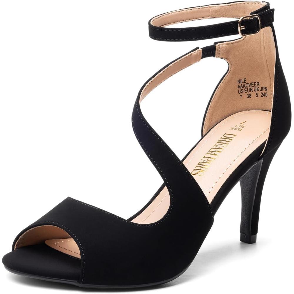 imageDREAM PAIRS Womens NILE Fashion Stilettos Open Toe Pump Heel SandalsDark Black