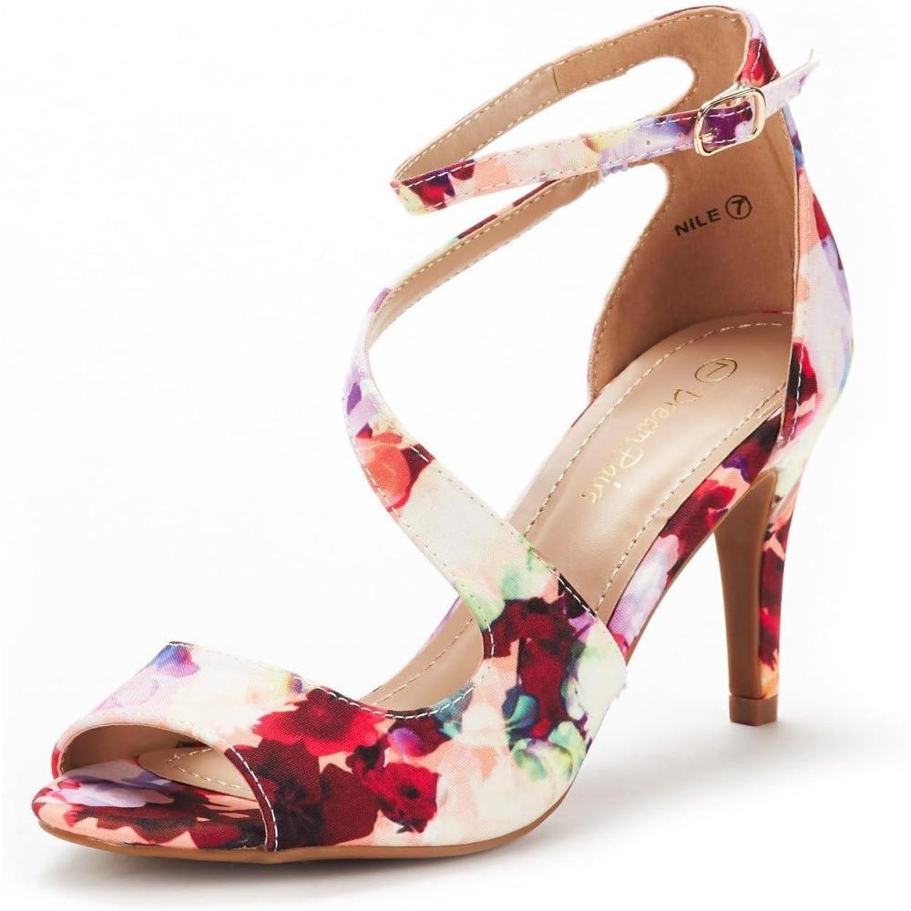 imageDREAM PAIRS Womens NILE Fashion Stilettos Open Toe Pump Heel SandalsFloral