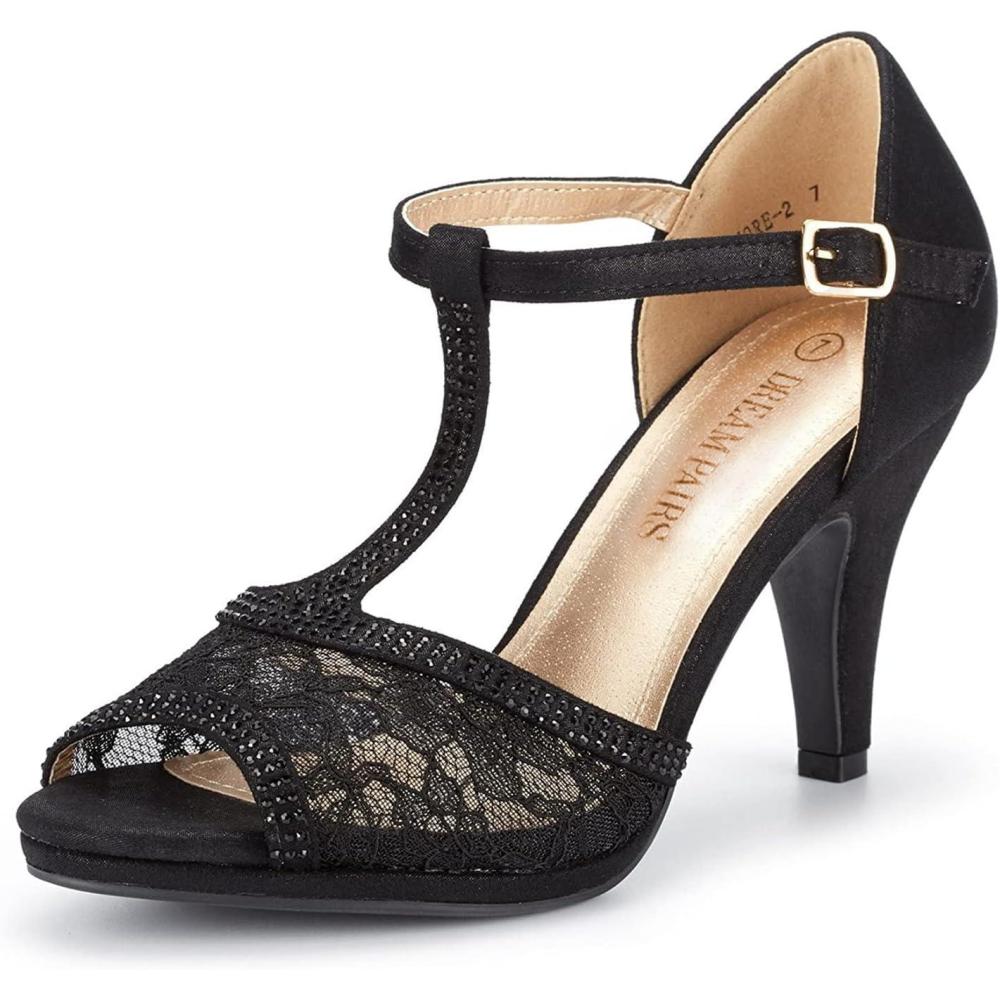 imageDREAM PAIRS Womens Stilettos Open Toe Pump Fashion Kitten Heel SandalsBlack