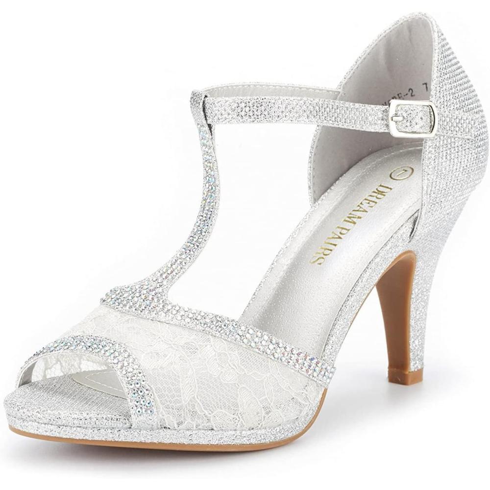 imageDREAM PAIRS Womens Stilettos Open Toe Pump Fashion Kitten Heel SandalsSilver