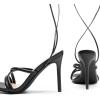 DREAM PAIRS Heels for Women Strappy High Stiletto Lace Up Heeled Sandals Square Open Toe Heels for Prom Party Dating(Black-pu)