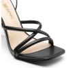 DREAM PAIRS Heels for Women Strappy High Stiletto Lace Up Heeled Sandals Square Open Toe Heels for Prom Party Dating(Black-pu)