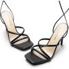 DREAM PAIRS Heels for Women Strappy High Stiletto Lace Up Heeled Sandals Square Open Toe Heels for Prom Party Dating(Black-pu)