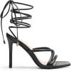 DREAM PAIRS Heels for Women Strappy High Stiletto Lace Up Heeled Sandals Square Open Toe Heels for Prom Party Dating(Black-pu)
