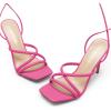 DREAM PAIRS Heels for Women Strappy High Stiletto Lace Up Heeled Sandals Square Open Toe Heels for Prom Party Dating(Hot Pink-pu)