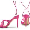 DREAM PAIRS Heels for Women Strappy High Stiletto Lace Up Heeled Sandals Square Open Toe Heels for Prom Party Dating(Hot Pink-pu)