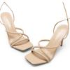 DREAM PAIRS Heels for Women Strappy High Stiletto Lace Up Heeled Sandals Square Open Toe Heels for Prom Party Dating(Nude-pu)