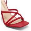 DREAM PAIRS Heels for Women Strappy High Stiletto Lace Up Heeled Sandals Square Open Toe Heels for Prom Party Dating(Red-pu)
