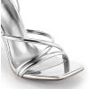 DREAM PAIRS Heels for Women Strappy High Stiletto Lace Up Heeled Sandals Square Open Toe Heels for Prom Party Dating(Silver-pu)