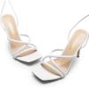 DREAM PAIRS Heels for Women Strappy High Stiletto Lace Up Heeled Sandals Square Open Toe Heels for Prom Party Dating(White-pu)