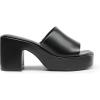 DREAM PAIRS High Chunky Platform Heels for Women Fashion Comfort Slip on Square Open Toe Block Heel Sandals(Black-pu)
