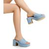 DREAM PAIRS High Chunky Platform Heels for Women Fashion Comfort Slip on Square Open Toe Block Heel Sandals(Denim Blue)