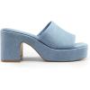 DREAM PAIRS High Chunky Platform Heels for Women Fashion Comfort Slip on Square Open Toe Block Heel Sandals(Denim Blue)