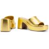 DREAM PAIRS High Chunky Platform Heels for Women Fashion Comfort Slip on Square Open Toe Block Heel Sandals(Gold-pu)