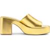 DREAM PAIRS High Chunky Platform Heels for Women Fashion Comfort Slip on Square Open Toe Block Heel Sandals(Gold-pu)