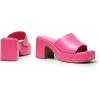 DREAM PAIRS High Chunky Platform Heels for Women Fashion Comfort Slip on Square Open Toe Block Heel Sandals(Hot Pink-pu)