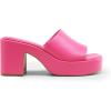 DREAM PAIRS High Chunky Platform Heels for Women Fashion Comfort Slip on Square Open Toe Block Heel Sandals(Hot Pink-pu)