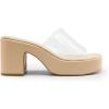 DREAM PAIRS High Chunky Platform Heels for Women Fashion Comfort Slip on Square Open Toe Block Heel Sandals(Nude-clear)
