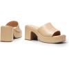 DREAM PAIRS High Chunky Platform Heels for Women Fashion Comfort Slip on Square Open Toe Block Heel Sandals(Nude-pu)