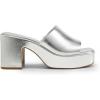 DREAM PAIRS High Chunky Platform Heels for Women Fashion Comfort Slip on Square Open Toe Block Heel Sandals(Silver-pu)