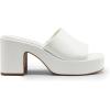 DREAM PAIRS High Chunky Platform Heels for Women Fashion Comfort Slip on Square Open Toe Block Heel Sandals(White-pu)