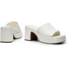DREAM PAIRS High Chunky Platform Heels for Women Fashion Comfort Slip on Square Open Toe Block Heel Sandals(White-pu)