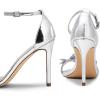 DREAM PAIRS Lace Up High Heels Stilletos Gladiator Open Square Toe Fashion Dressy Wedding Bridal Pumps Sandals(All Silver-pat)