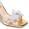 DREAM PAIRS Lace Up High Heels Stilletos Gladiator Open Square Toe Fashion Dressy Wedding Bridal Pumps Sandals(Gold-pat)