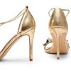 DREAM PAIRS Lace Up High Heels Stilletos Gladiator Open Square Toe Fashion Dressy Wedding Bridal Pumps Sandals(Gold-pu)