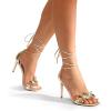 DREAM PAIRS Lace Up High Heels Stilletos Gladiator Open Square Toe Fashion Dressy Wedding Bridal Pumps Sandals(Gold-pu)
