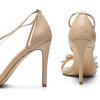 DREAM PAIRS Lace Up High Heels Stilletos Gladiator Open Square Toe Fashion Dressy Wedding Bridal Pumps Sandals(Nude-pu)
