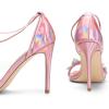 DREAM PAIRS Lace Up High Heels Stilletos Gladiator Open Square Toe Fashion Dressy Wedding Bridal Pumps Sandals(Pink-pu)