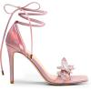DREAM PAIRS Lace Up High Heels Stilletos Gladiator Open Square Toe Fashion Dressy Wedding Bridal Pumps Sandals(Pink-pu)