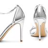 DREAM PAIRS Lace Up High Heels Stilletos Gladiator Open Square Toe Fashion Dressy Wedding Bridal Pumps Sandals(Silver-pat)