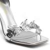 DREAM PAIRS Lace Up High Heels Stilletos Gladiator Open Square Toe Fashion Dressy Wedding Bridal Pumps Sandals(Silver-pat)