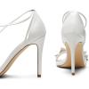DREAM PAIRS Lace Up High Heels Stilletos Gladiator Open Square Toe Fashion Dressy Wedding Bridal Pumps Sandals(White-pu)