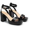 DREAM PAIRS Platform Heels for Women High Block Chunky Open Toe Ankle Strap Heels Fashion Wedding Party Evening Prom Dance Dress Pump Sandals Shoes(Black-pu)