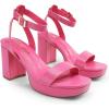 DREAM PAIRS Platform Heels for Women High Block Chunky Open Toe Ankle Strap Heels Fashion Wedding Party Evening Prom Dance Dress Pump Sandals Shoes(Hot Pink-pu)