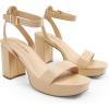 DREAM PAIRS Platform Heels for Women High Block Chunky Open Toe Ankle Strap Heels Fashion Wedding Party Evening Prom Dance Dress Pump Sandals Shoes(Nude-pu)