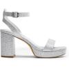 DREAM PAIRS Platform Heels for Women High Block Chunky Open Toe Ankle Strap Heels Fashion Wedding Party Evening Prom Dance Dress Pump Sandals Shoes(Silver-glitter)